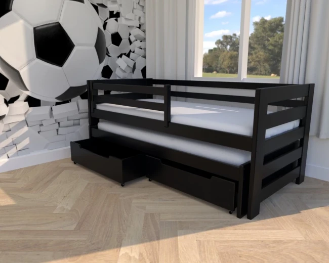 łóżko rozsuwane Kubi Premium kolor czarny