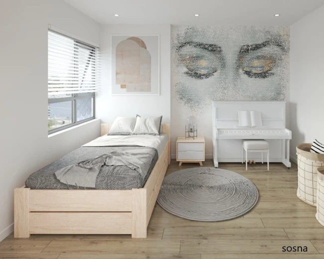 Wysoki materac kieszeniowy 20cm w ramie łóżka Boomer 120x200