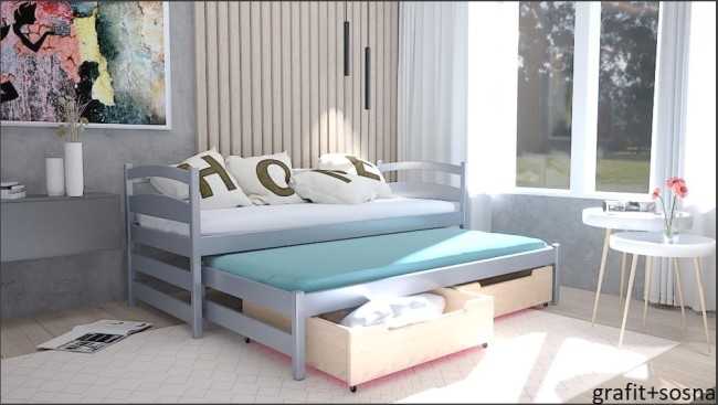 Łóżko dla chłopca z wysuwanym materacem - Maja PREMIUM