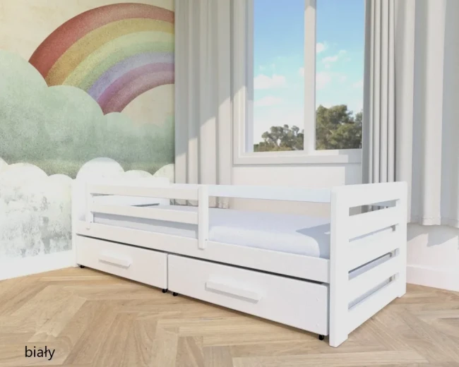 Dziecięce łóżko drewniane LAURA PREMIUM w kolorze biały.webp