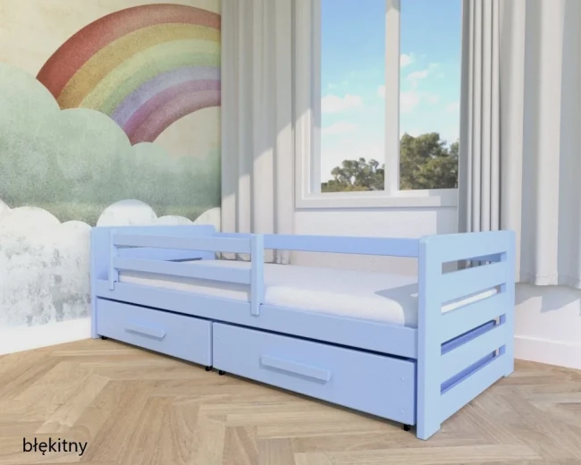 Dziecięce łóżko drewniane LAURA PREMIUM w kolorze błekitnym