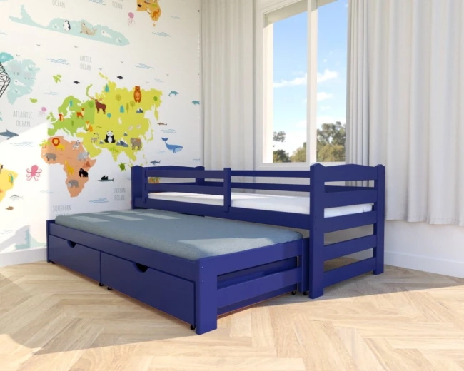 Łóżko rozsuwane - Sara PREMIUM kolor granatowy