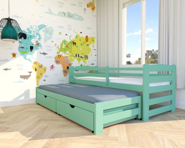 Łóżko rozsuwane - Sara PREMIUM kolor miętowy