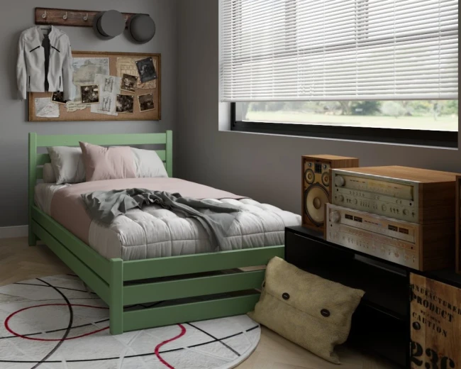 Łóżko z grubym materacem 120x200 dla dorosłej młodzieży Antonio Classic