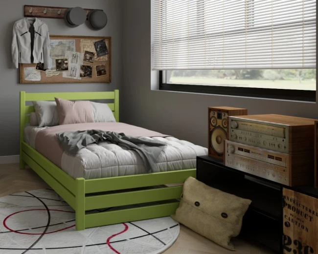 Zielone łóżko z pokoju młodego dorosłego człowiek Antonio Classic 120x200