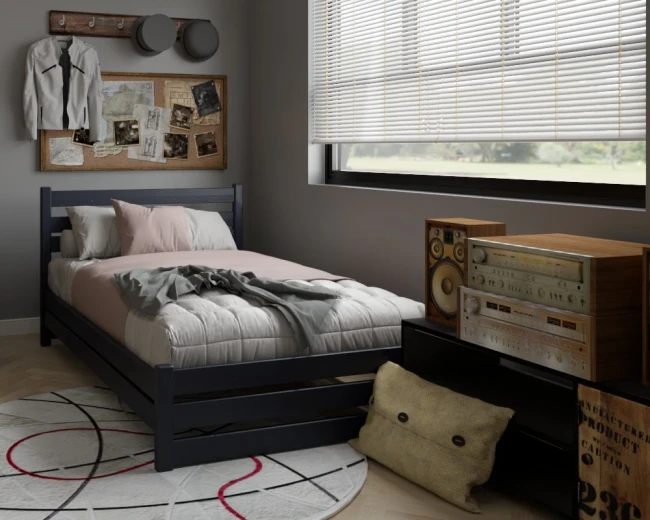 Czarne łóżko młodzieżowe Antonio Classic 120x200 od Valor Meble