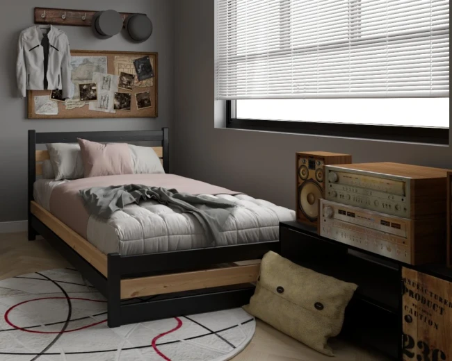 Łóżko młodzieżowe Antonio Classic 120x200 kolor czarny/sosna