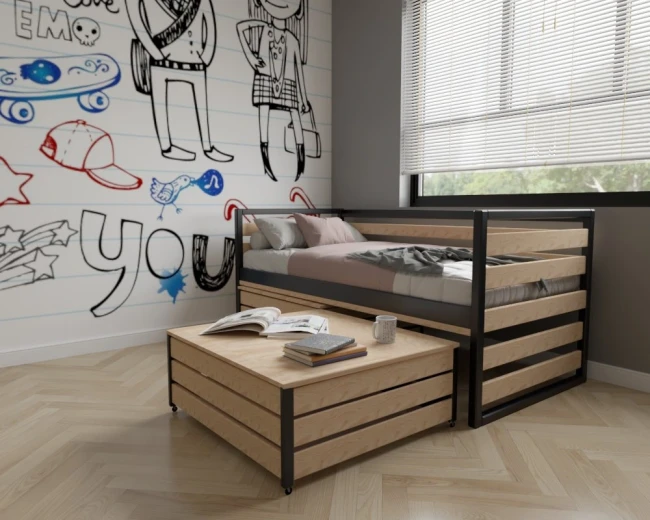 Sosnowe łóżko młodzieżowe Gilbert Premium