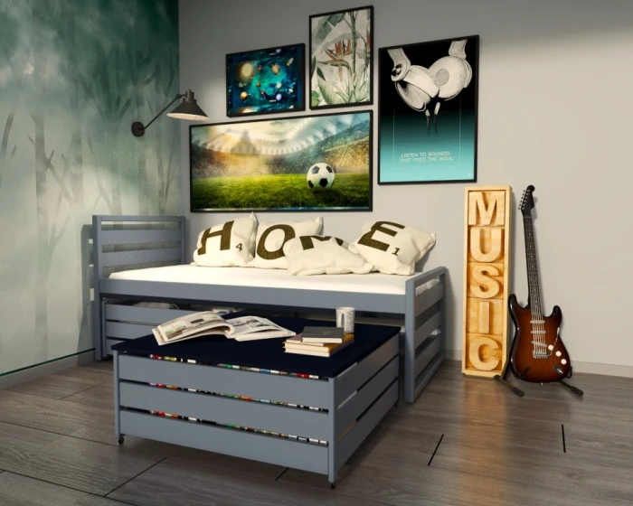 Łóżko  młodzieżowe Oscar Premium kolor grafit