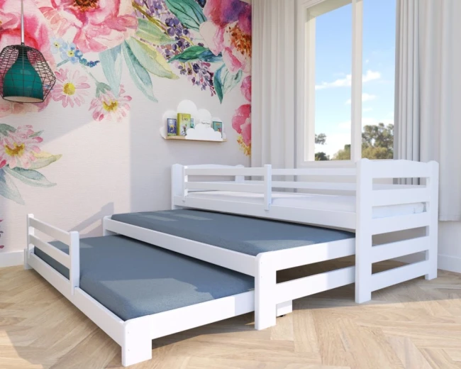 Łóżko potrójne 3w1 dla trójki dzieci białe Stella Premium
