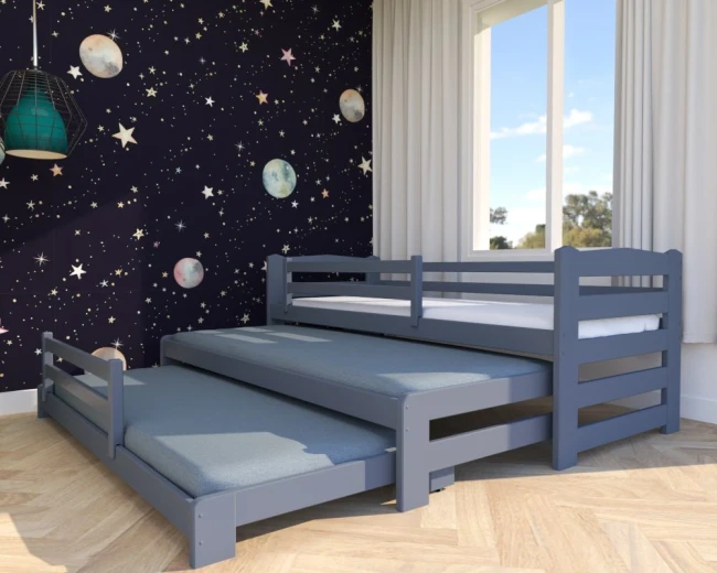 Łóżko Stella Premium 3w1 w kolorze grafit– dla trójki dzieci