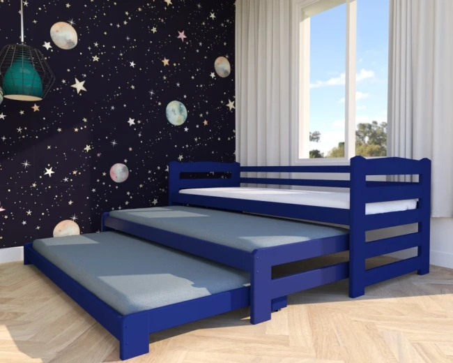 Łóżko potrójne wysuwane Stella Premium 3w1 w kolorze granatowym