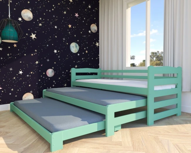 Pokój dziecięcy z miętowym łóżkiem potrójnym 3w1 Stella Premium – funkcjonalne i stylowe rozwiązanie