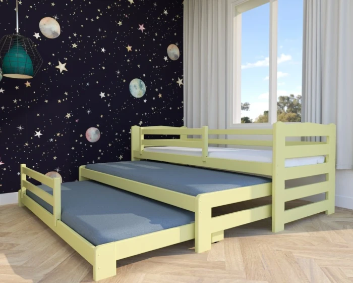 Łóżko dla trojaczków Stella Premium 3w1  kolor pastelowy żółty