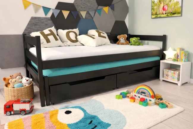 Łóżko podwójne dla dzieci Maxi czarne.webp