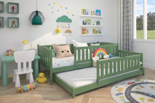 Detal podwyższonej barierki zabezpieczającej przed nocnym upadkiem