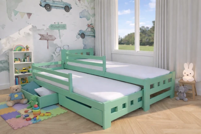 Lozko-rozsuwane-Pawel-High-podwojne-wysuwane-rozsuwane-skladane-z-dodatkowym-drugim-spaniem-w-kolorze-mietowym-dla-rodzenstwa-z-drewna-sosnowego-od-producenta-Valor-Meble 2.webp