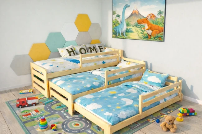 Łóżko dla trójki dzieci Fox 2.webp