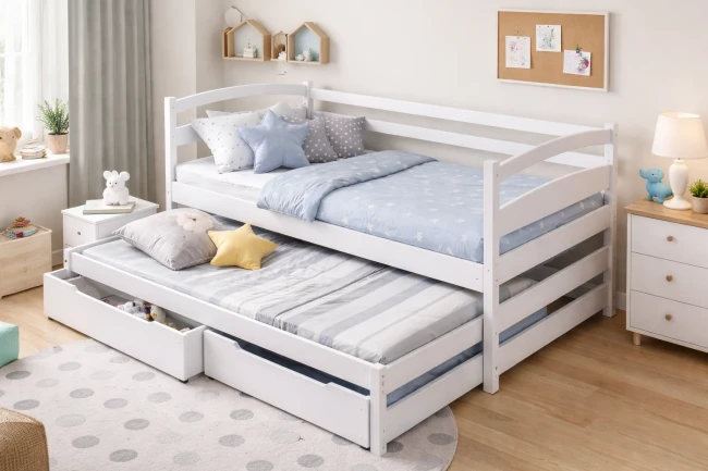 Łóżko podwójne dla dzieci Maja Premium kolor biały.webp