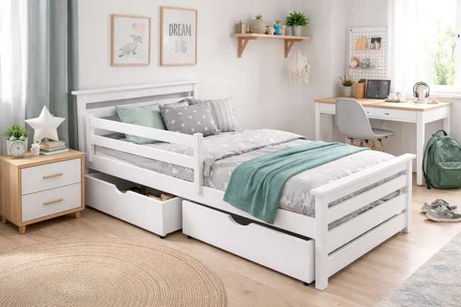 Łóżko dla nastolatki Adaś Premium w kolorze białym