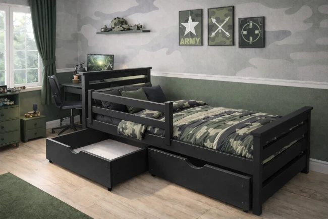 Łóżko dla nastolatka Adaś Premium w kolorze czarnym.webp