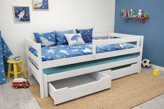 Białe łóżko dla chłopców i dziewcząt Maxi premium kolor biały