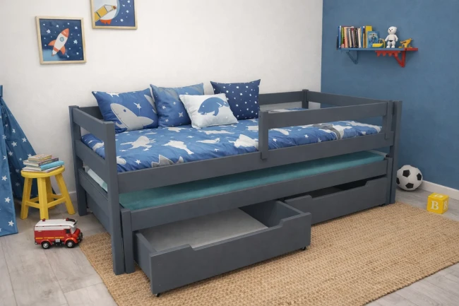 Łóżko dla dwójki dzieci Maxi grafit