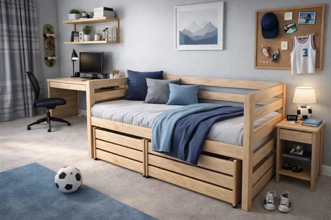 Łóżko dla nastolatka Ania drewno sosnowe