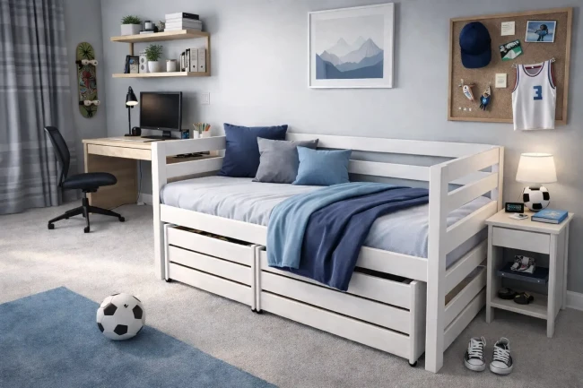 Łóżko dla nastolatki w kolorze białym Ania premium