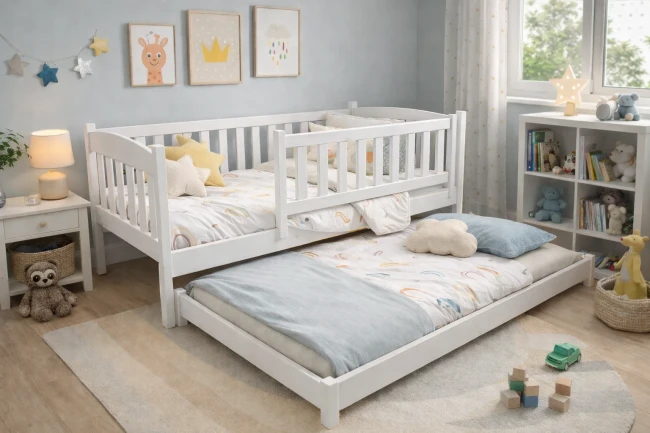Bezpieczne łóżko dla dzieci z niską wysokością spania – Hania Low PREMIUM