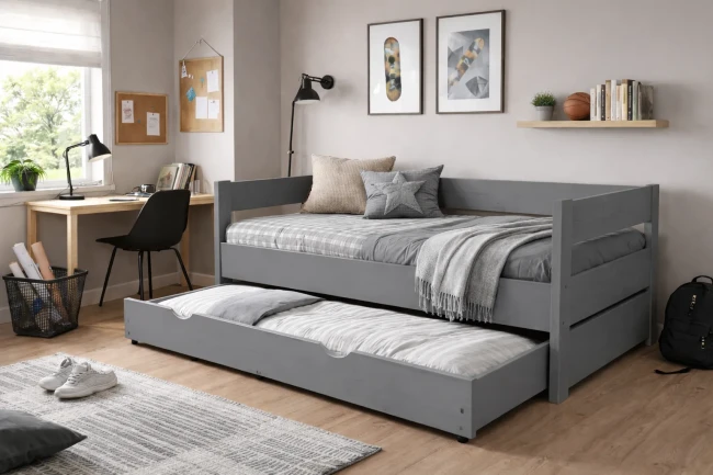 Łóżko młodzieżowe z dodatkowym spaniem popiel Jurek Duo