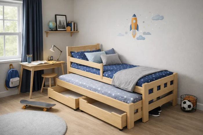 Łóżko rozsuwane -Paweł HIGH PREMIUM kolor sosna