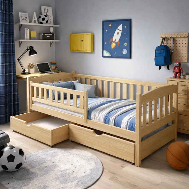 Łóżko dziecięce Lena Premium naturalne drewno sosnowe