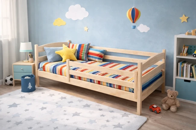 Niskie łóżko dla przedszkolaka Julia Low Premium z litego drewna