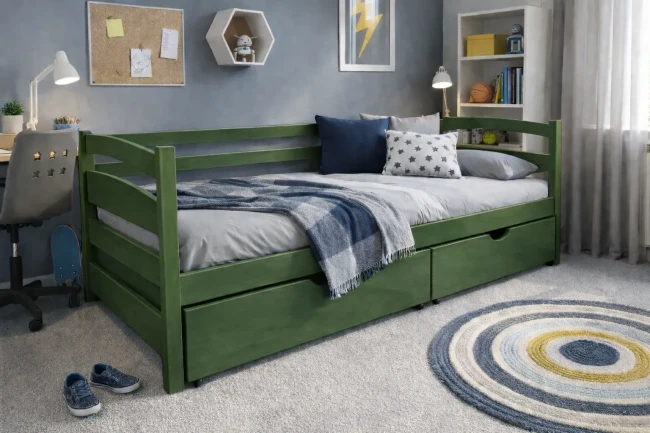 Łóżko dla chłopaka w wojskowym kolorze Mela Premium