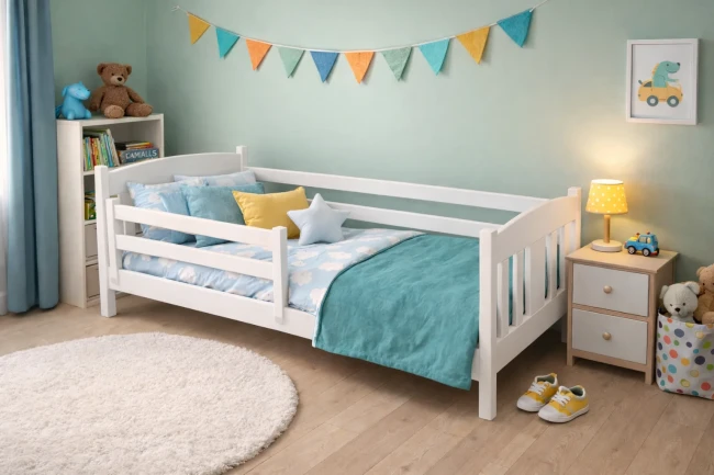 Białe łóżko do pokoju dziewczynki Oliwia Low