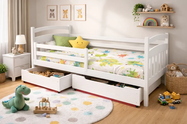 Białe łóżko do pokoju dziecka Tadek Premium