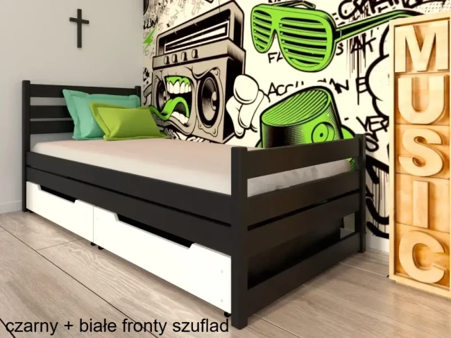 Black red white łóżko młodzieżowe Felix