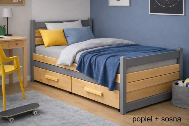 Łóżko młodzieżowe Felix popiel + sosna