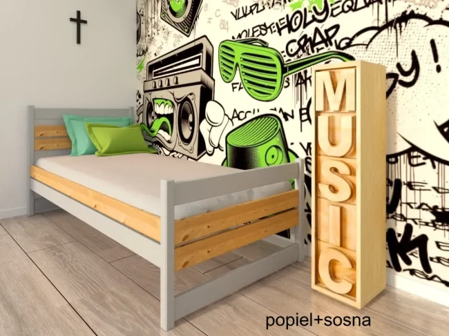Łóżko młodzieżowe Felix drewno sosnowe popiel