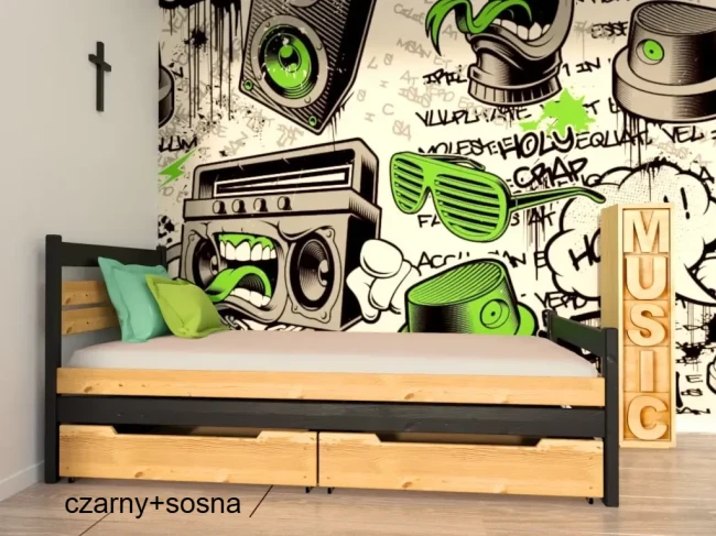 Łóżko dla chłopaka Felix młodzieżowe z mocnego drewna sosnowego