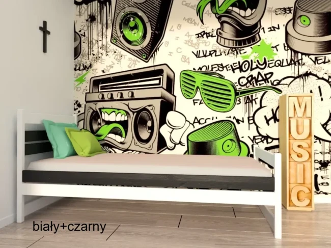 Nowoczesne łóżko młodzieżowe Felix czarne białe