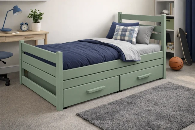 Łóżko dla nastolatka w nowoczesnym kolorze oliwka Felix Classic
