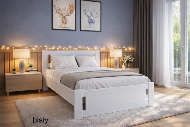 Białe drewniane łóżko młodzieżowe Net Premium