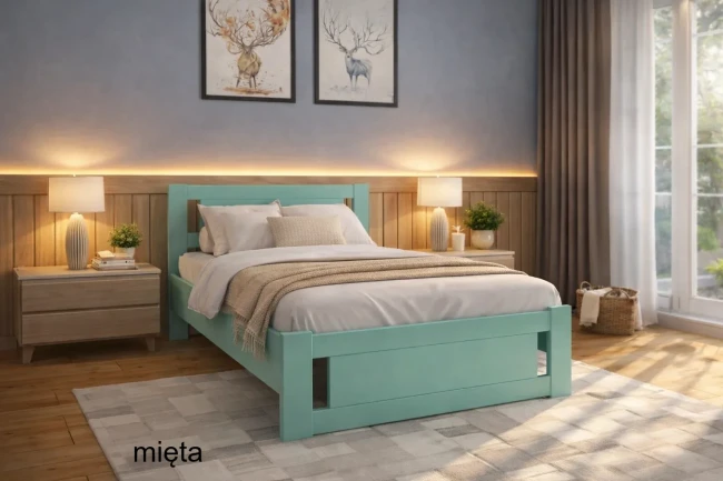Łóżko z kolorze mięty idealne w pokoju nastolatki Net Premium od Valor Meble