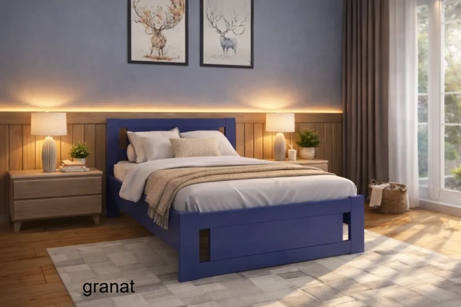 Nowoczesne granatowe łóżko dla młodzieży Net Premium od Valor Meble