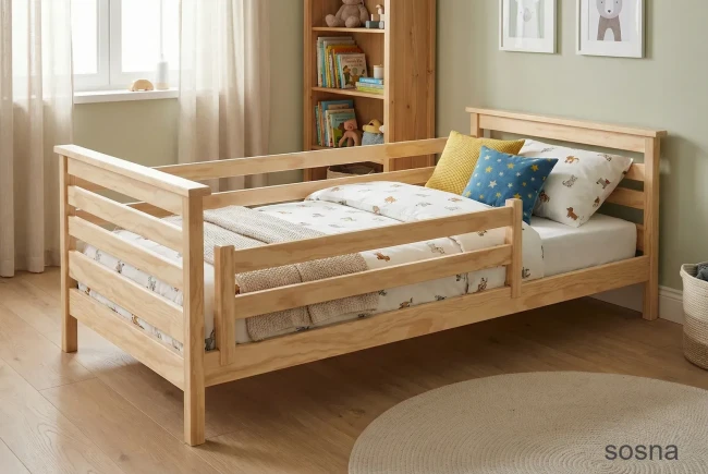 niskie łóżko podłogowe dla dziecka w stylu montessori drewno sosnowe premium Exit