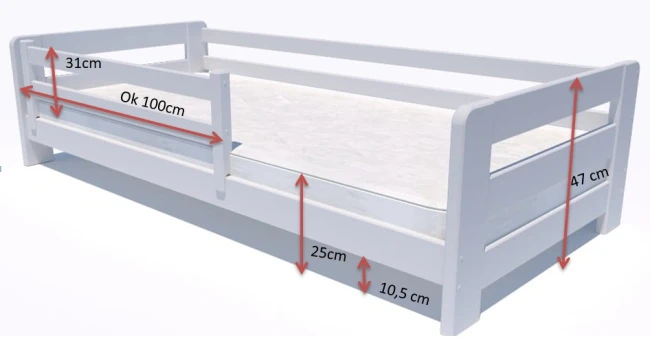 Lozko-Egon-Low-pojedyncze-wymiary łóżko podłogowe 70x200, system nasuwanej barierki na noc, wysoka jakość od Valor Meble (15 lat na rynku).