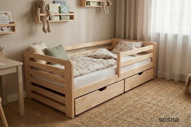 Konstrukcja łóżka z litego drewna sosnowego model Lili Premium