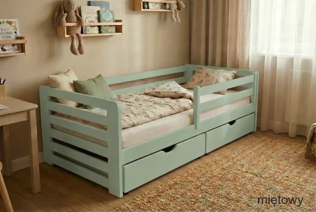 Łóżko z barierką ochronną montowaną w dowolnym miejscu